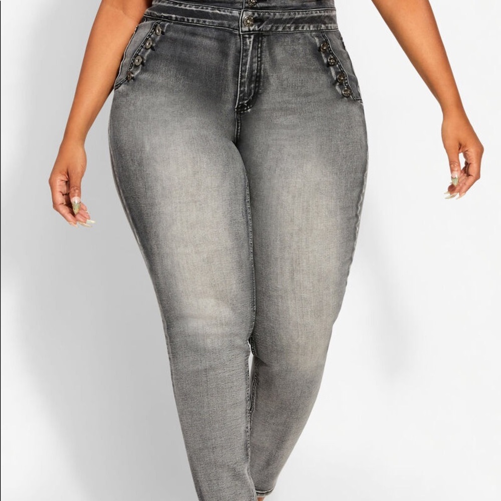 Ashley Stewart Jeans Grey High Waisted Skinny